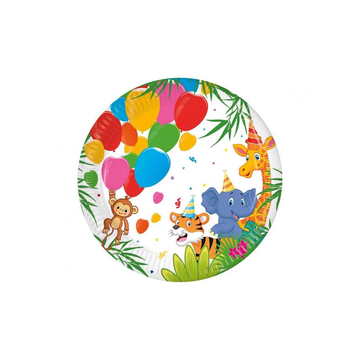 Talerz jednorazowy JUNGLE BALLOONS papier śr. 200mm 8 szt Godan (93780)