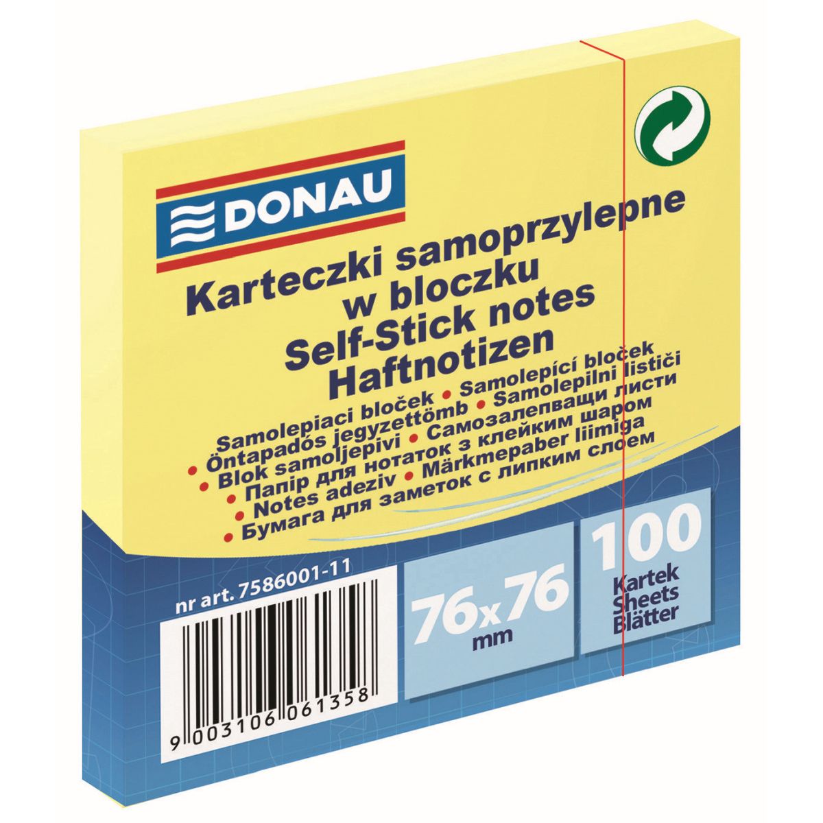 Notes samoprzylepny Donau żółty 100k [mm:] 76x76 (7586001-11)