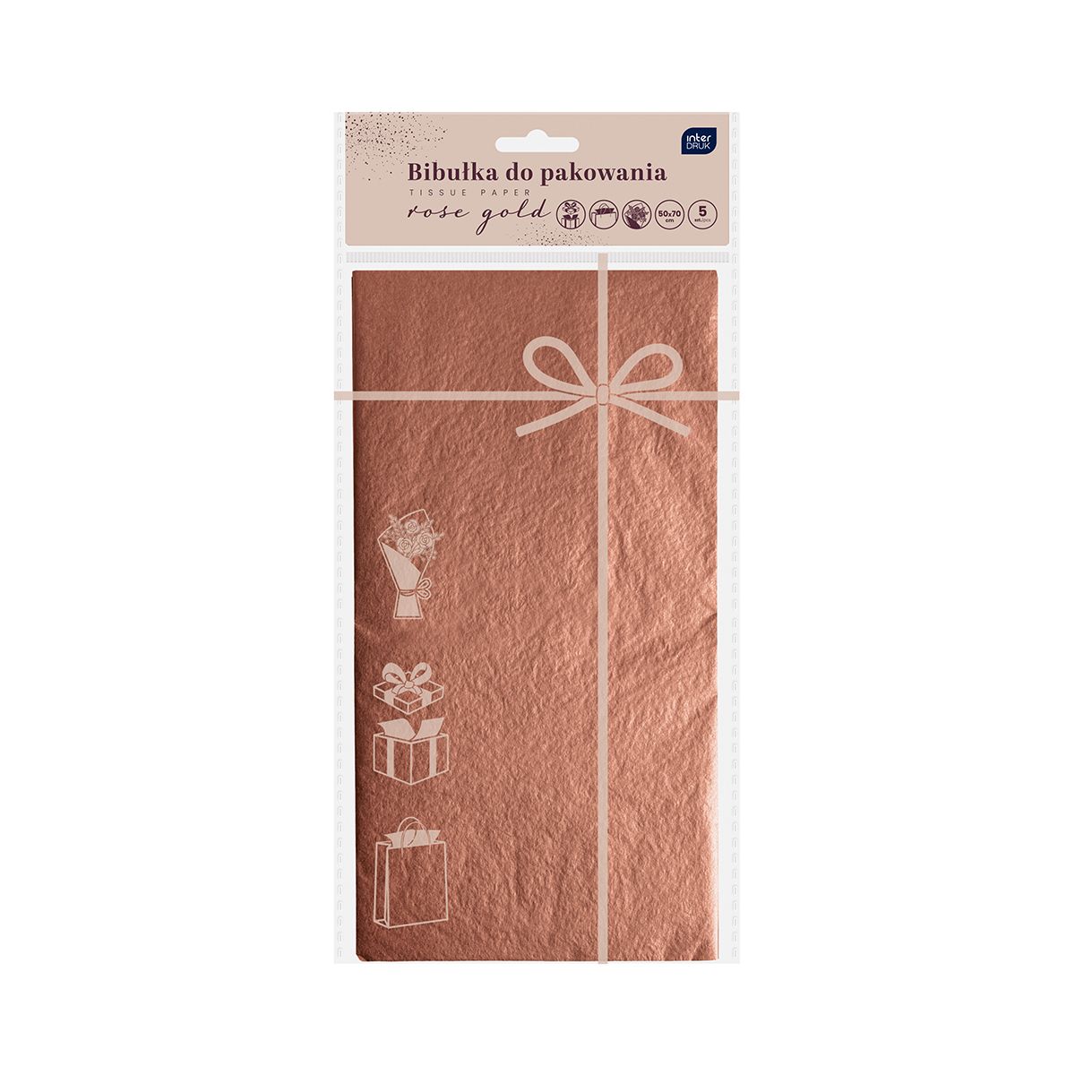 Papier pakowy Interdruk Bibułka rose gold 5902277345608 [mm:] 700x500 (50x70cm)