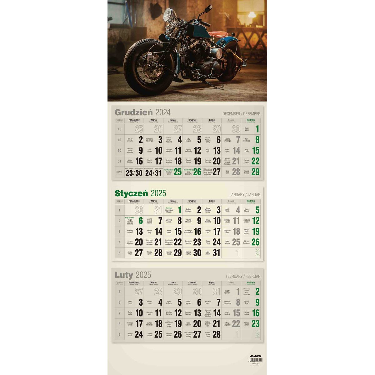Kalendarz ścienny mix PŁASKI 310mm x 680mm Avanti (KTT-2)