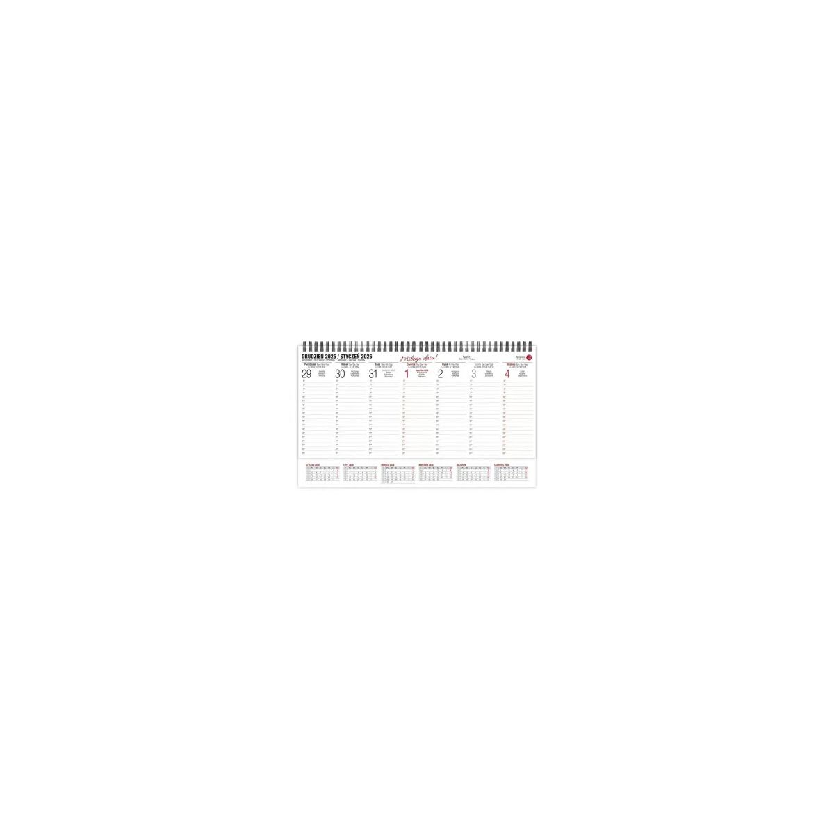 Kalendarz biurkowy poprzeczny tygodniowy 285mm x 135mm Pan Kalendarzyk (KBP-V)