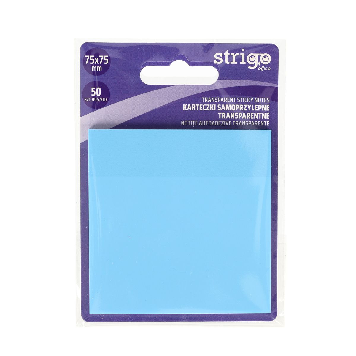 Notes samoprzylepny (karteczki) Strigo NEONOWE niebieski jasny 50k [mm:] 75x75 (SSN028)