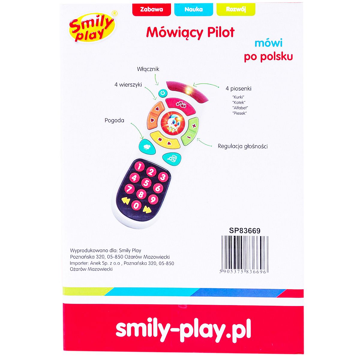 Zabawka dźwiękowa Smily Play pilot tv z muzyką i światłem (SP83669)