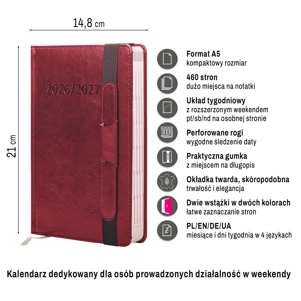 Kalendarz książkowy (terminarz) dwuletni A5 Press