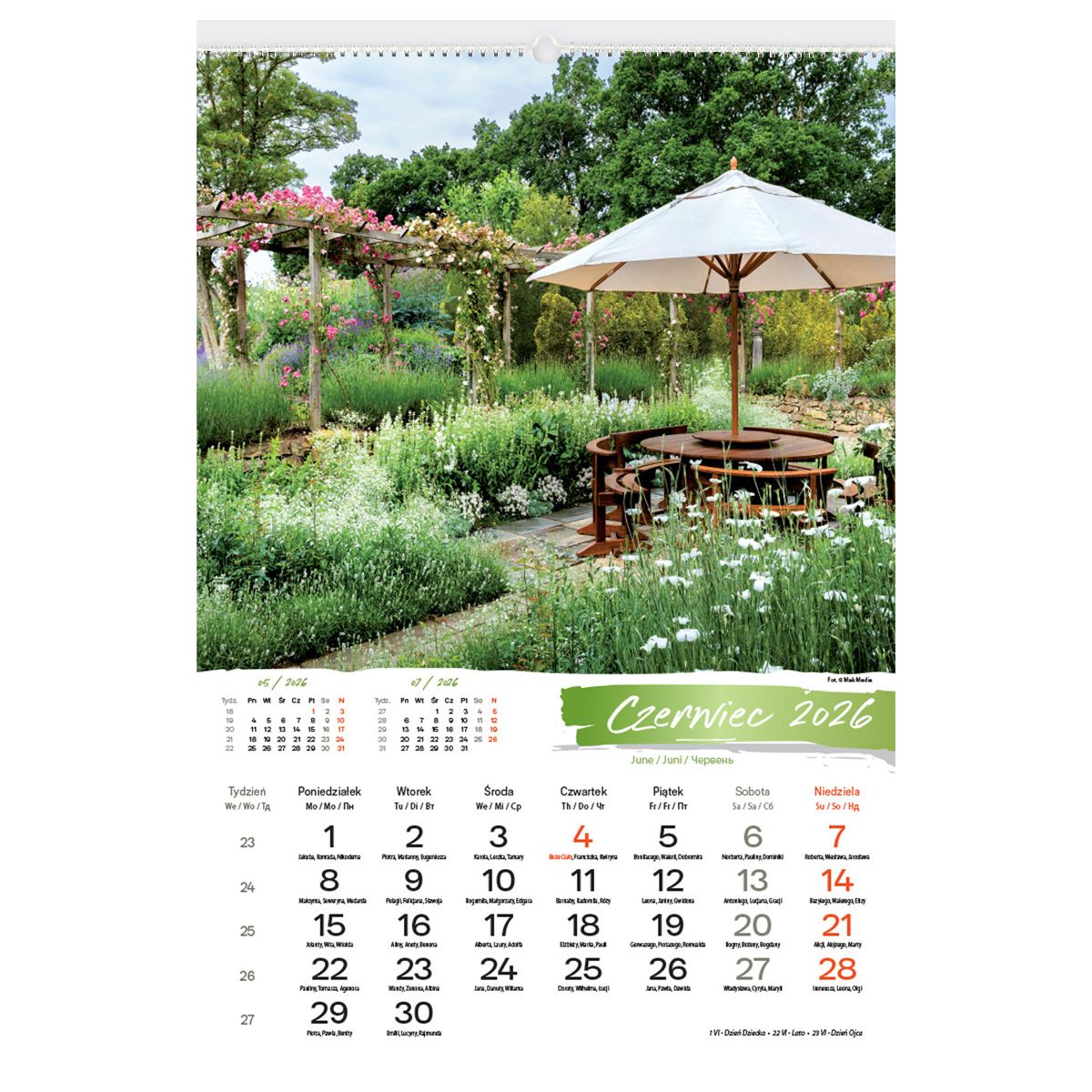 Kalendarz ścienny OGRODY RAJSKIE 13-planszowe 2024 320mm x 470mm Lucrum (RW11)