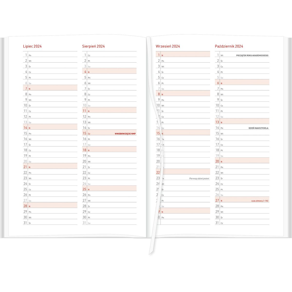 Kalendarz nauczyciela książkowy (terminarz) A5TA071B Wydawnictwo Wokół Nas 2024/2025 a5 CZERWONY A5 (NEBRASKA)