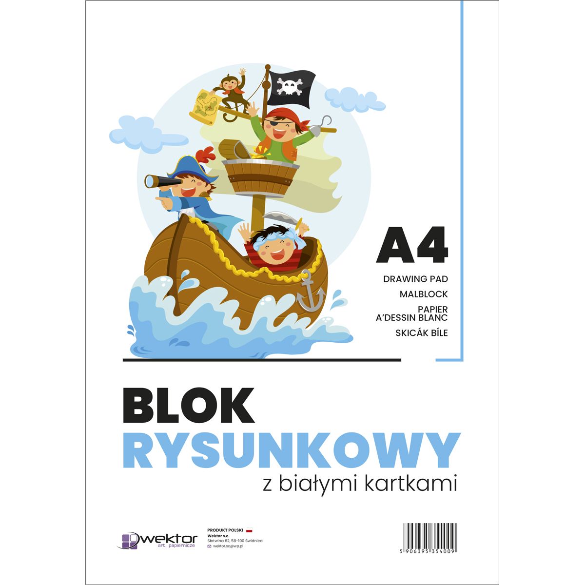 Blok rysunkowy Wektor A4 biały 80g 20k [mm:] 210x297