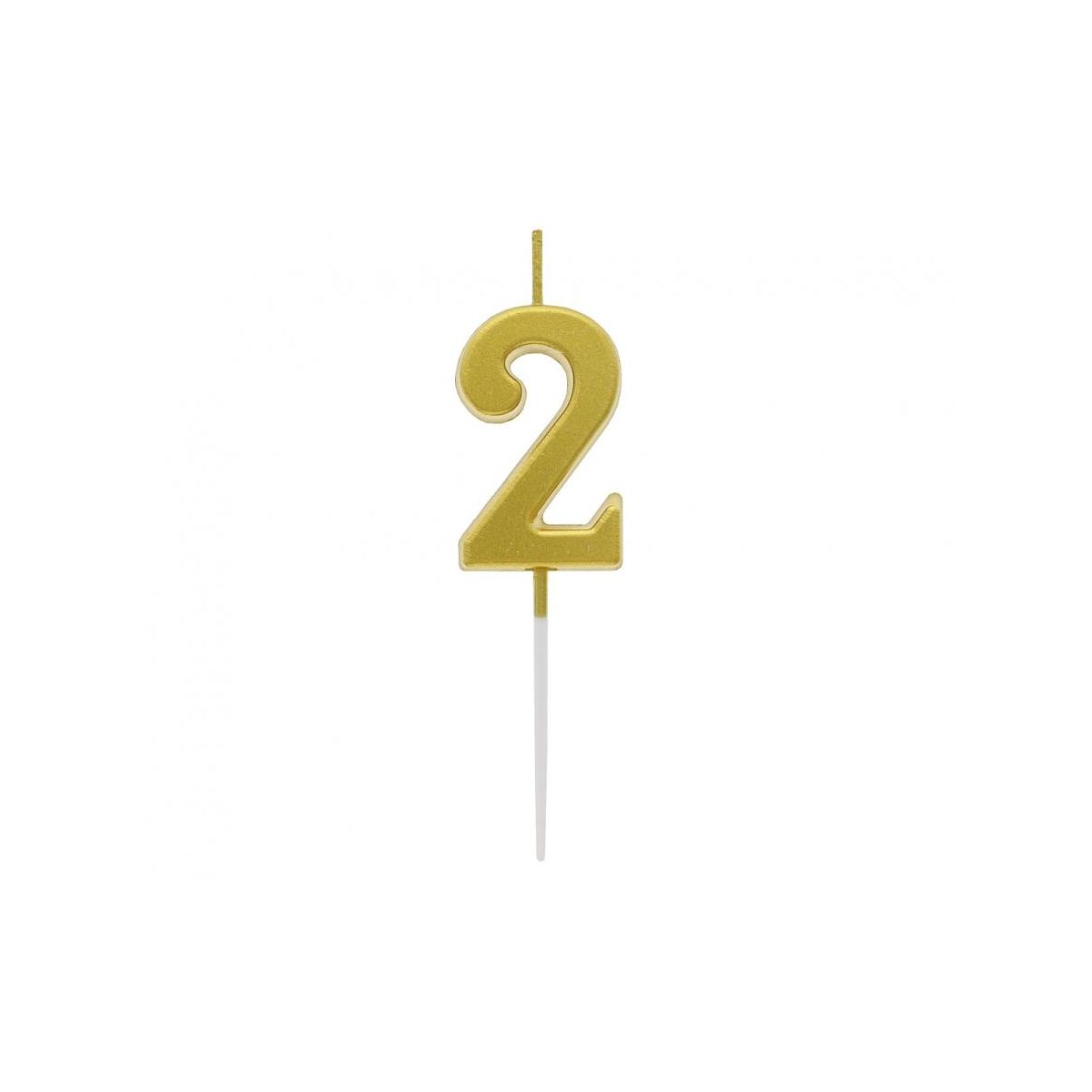 Świeczka urodzinowa piker B&C cyferka 2, metaliczna złota, 9.5x2.3 cm Godan (BH-SPZ2)