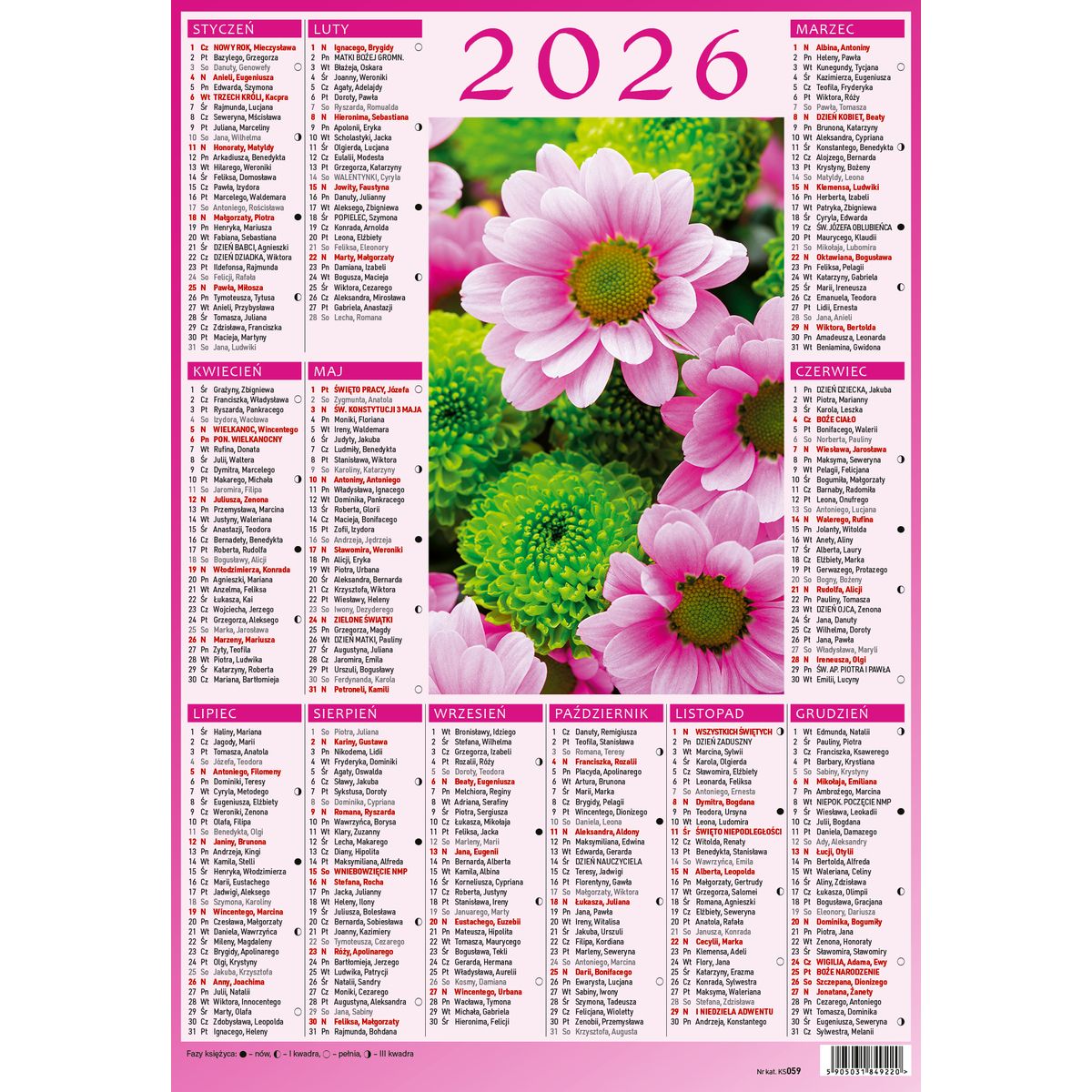 Kalendarz ścienny 5905031841033 plakietka A4 230mm x 335mm Wydawnictwo Wokół Nas (KS059)