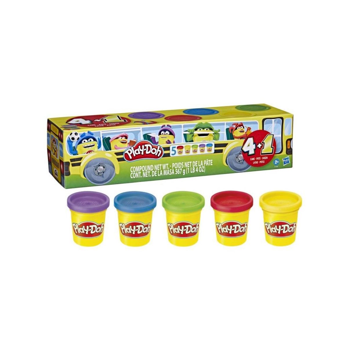 Masa plastyczna dla dzieci Playdoh ZESTAW PODSTAWOWY 4 TUBY + 1 tuba gratis mix (F7368)