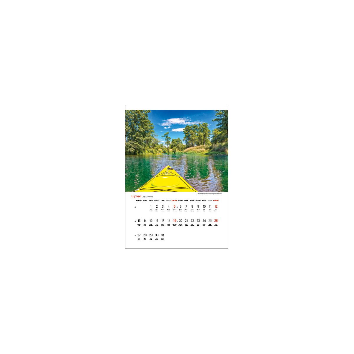 Kalendarz ścienny NAJPIĘKNIEJSZE RZEKI POLSKI 13 planszowe A3 330mm x 500mm Jotan (WP123)