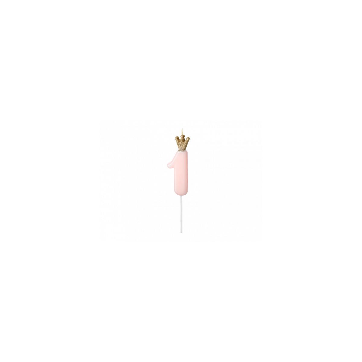 Świeczka urodzinowa Cyferka 1, jasny różowy, 9.5cm Partydeco (SCU6-1-081J)