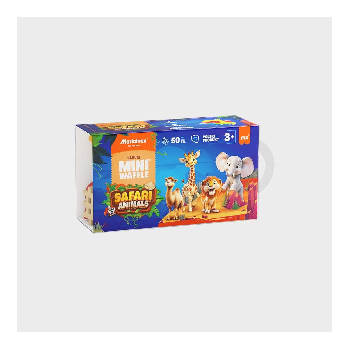 Klocki konstrukcyjne Marioinex Mini Waffle 50el Animals Safari (5903033907092)