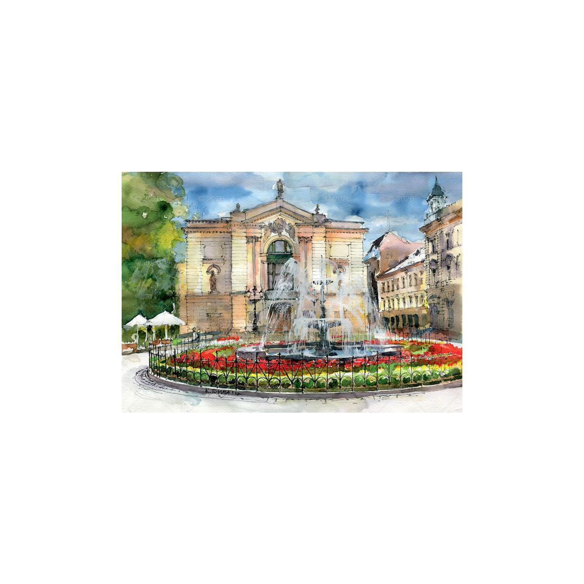 Kalendarz ścienny (401000) k:2915-377 miasta w awkareli rodzinny 2026 280mm x 400mm Lucrum (WL05)