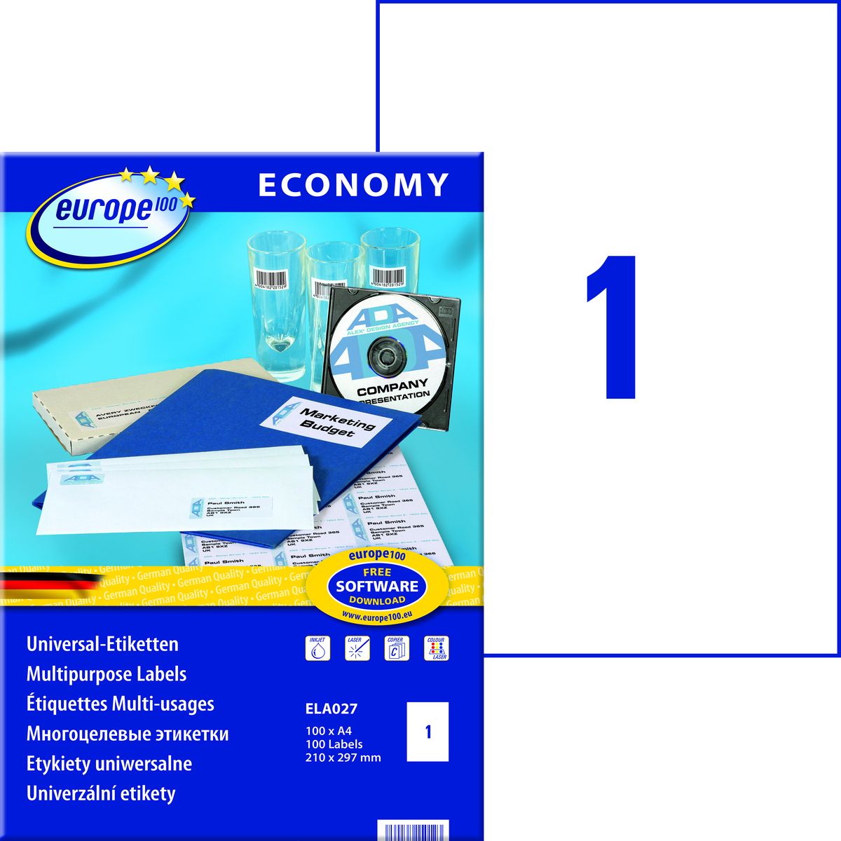 Etykieta samoprzylepna Zweckform ELA 027 A4 (210X297)