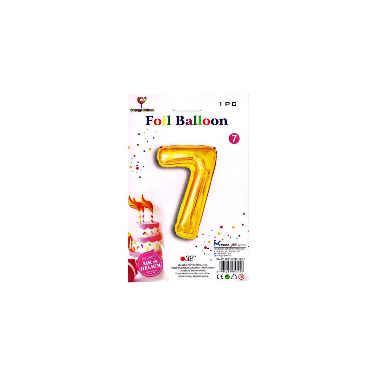 Balon foliowy Go Party cyfra 7 złota 82cm (BCF-955-7)