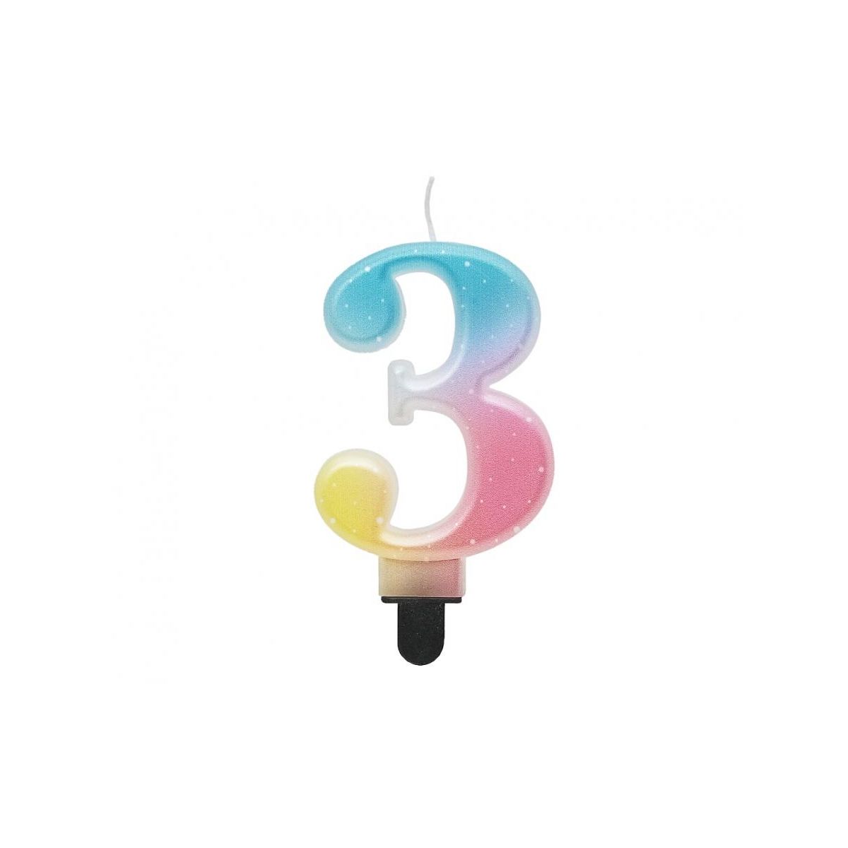 Świeczka urodzinowa cyferka 3, ombre, pastelowa, 8 cm Godan (SF-OPA3)