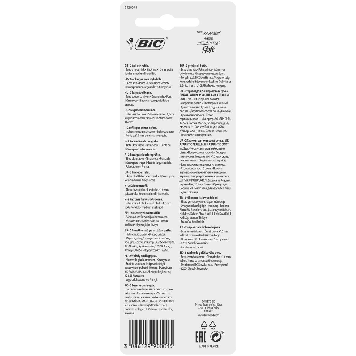 Wkład do długopisu Bic Atlantis czarny Mmm (892410)
