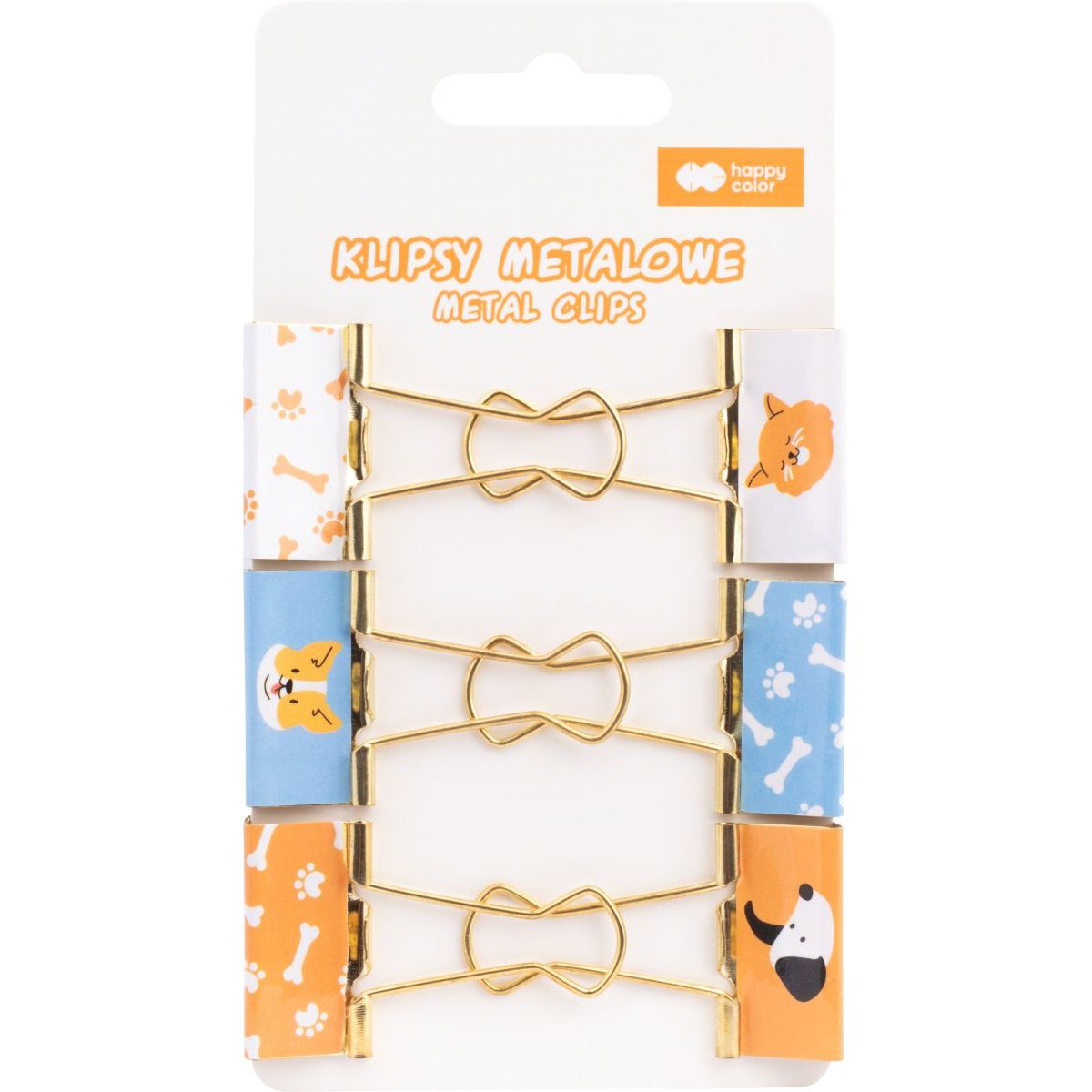 Klipsy do spinania dokumentów (300259) k:101-47 CAT&DOG, metal 6 szt Happy Color (HA 4821 01CD-WP6)