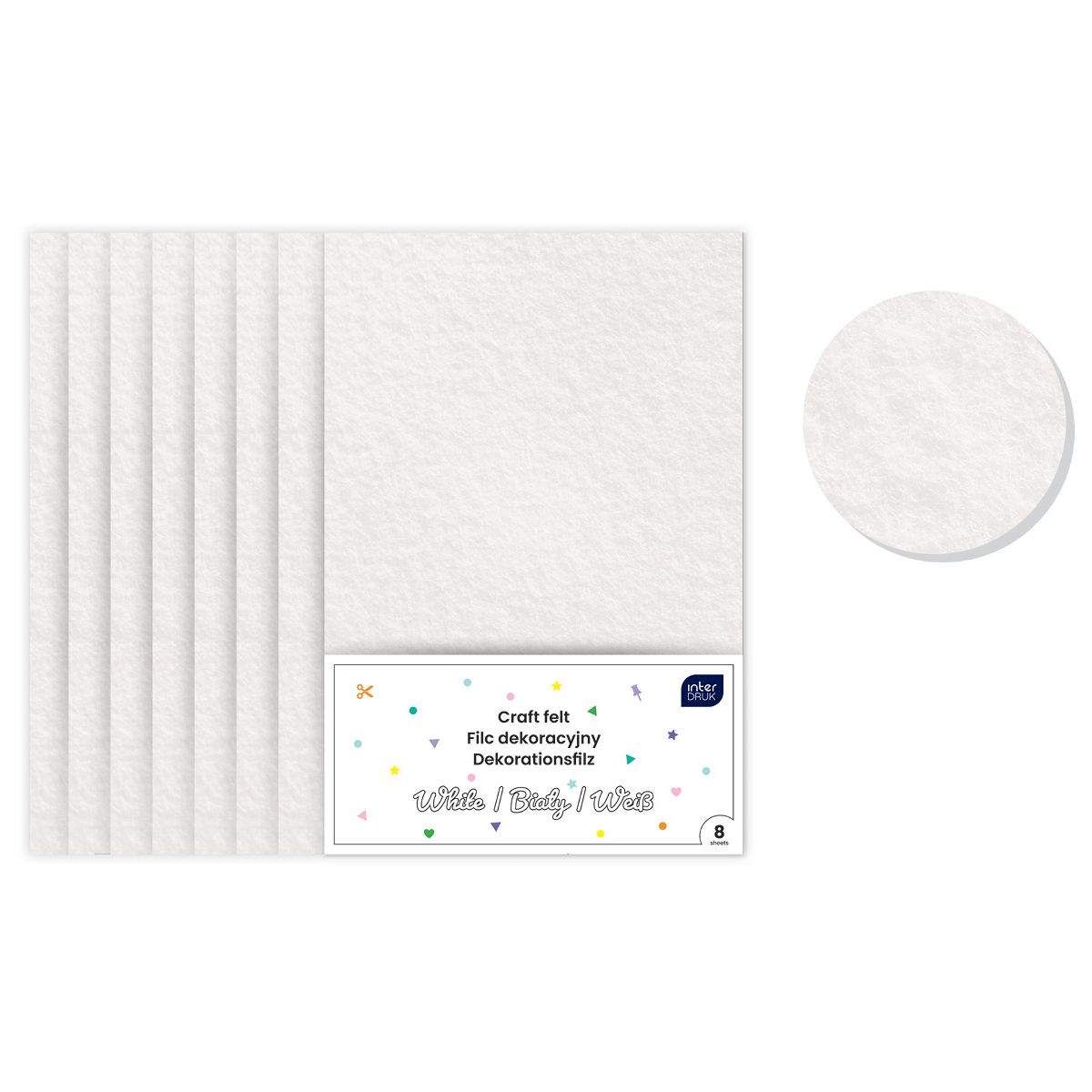 Filc kolor: biały 8 ark. [mm:] 210x297 Interdruk (IFILDEKBIA)