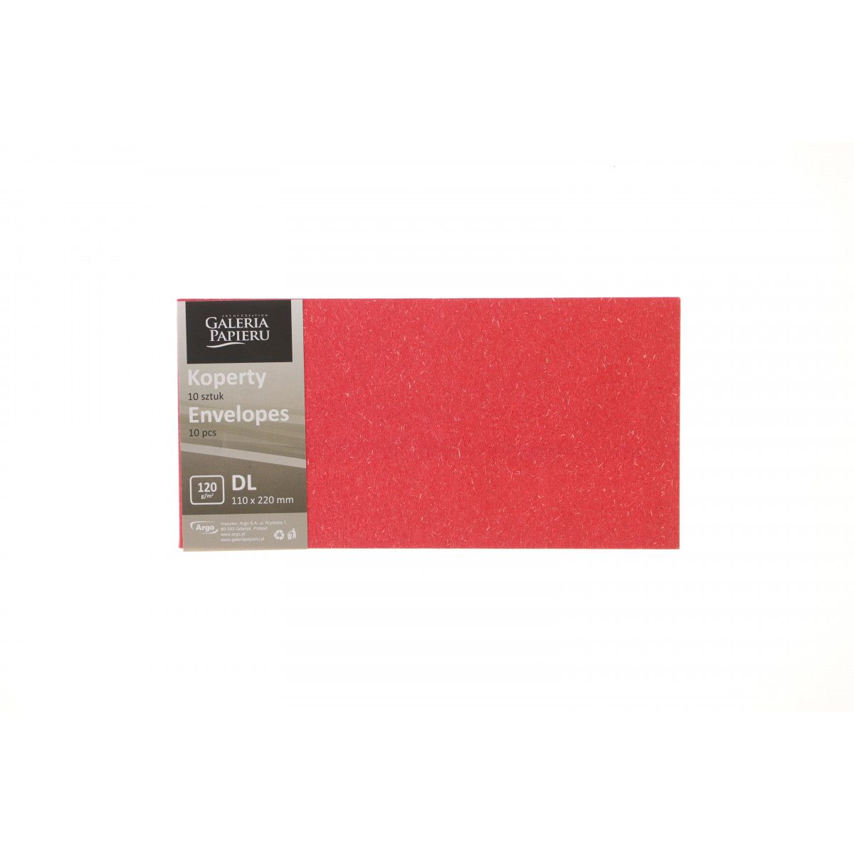 Koperta Argo DL czerwona [mm:] 99x210 (282124) 10 sztuk