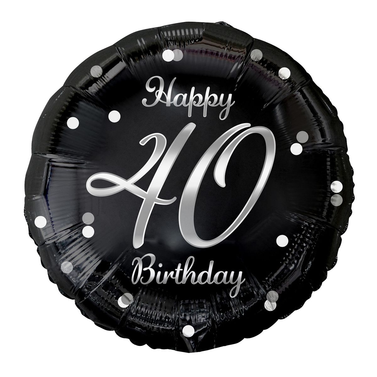 Balon foliowy Godan Happy 40 Birthday, czarny, nadruk srebrny 18cal (FG-O40C)