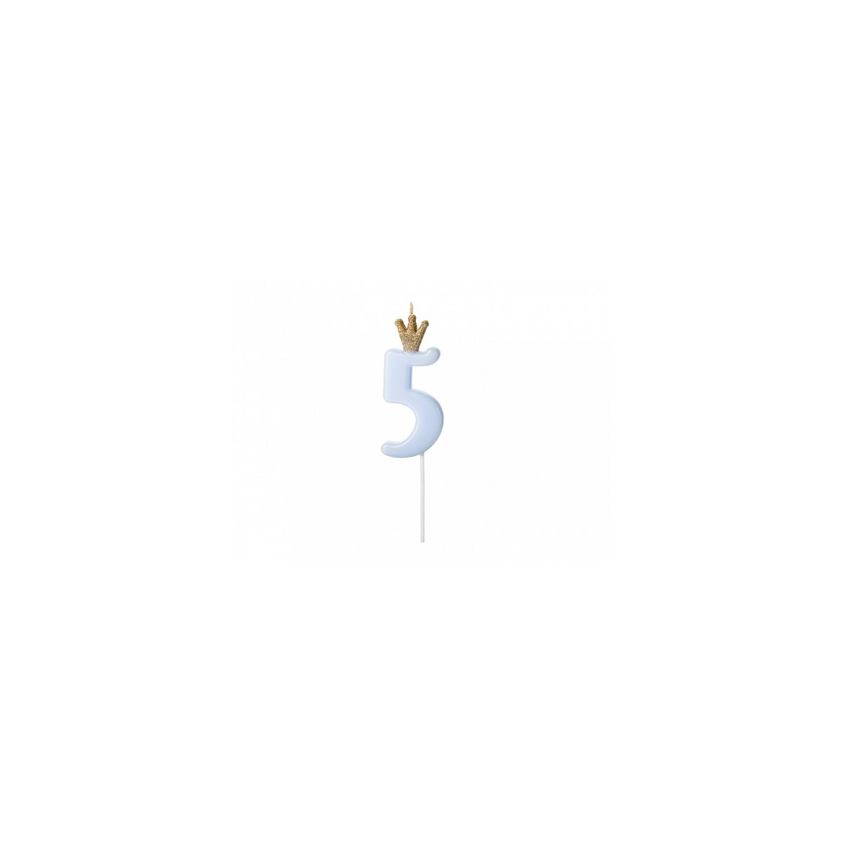 Świeczka urodzinowa Cyferka 5, jasny niebieski, 9.5cm Partydeco (SCU6-5-001J)