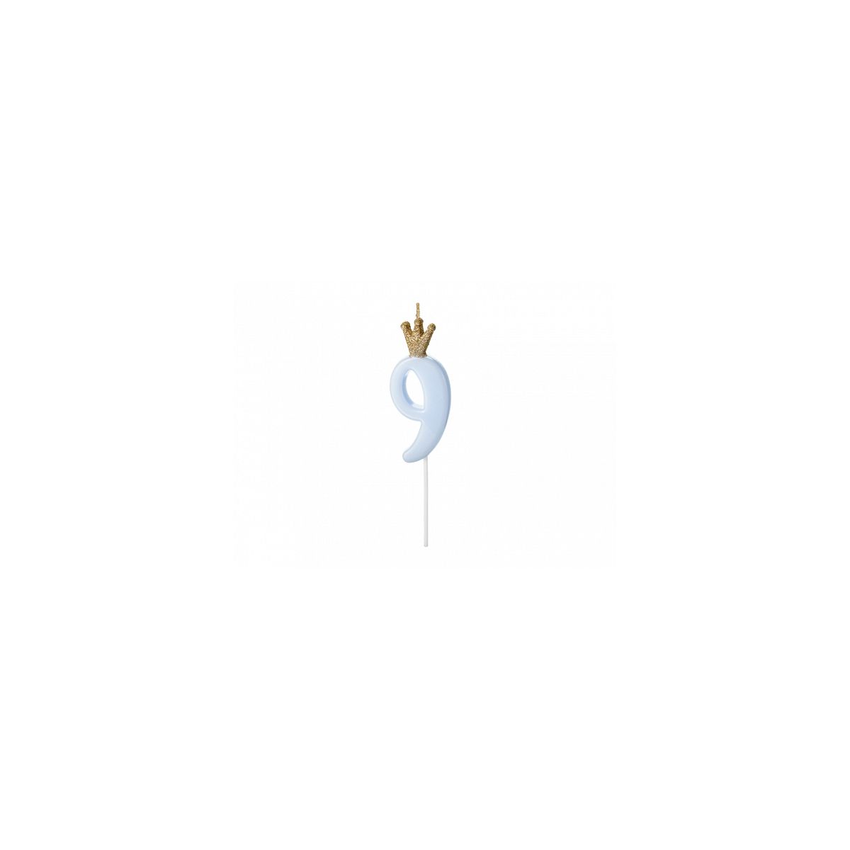 Świeczka urodzinowa Cyferka 9, jasny niebieski, 9.5cm Partydeco (SCU6-9-001J)