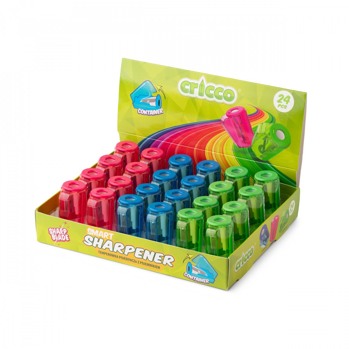 Temperówka mini smart z pojemnikiem mix plastik Cricco (CR228)