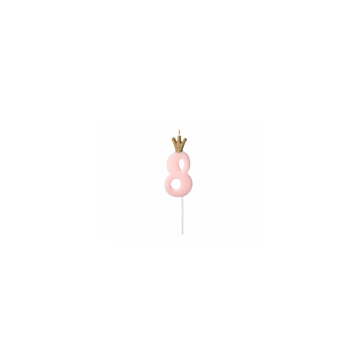 Świeczka urodzinowa Cyferka 8, jasny różowy, 9.5cm Partydeco (SCU6-8-081J)
