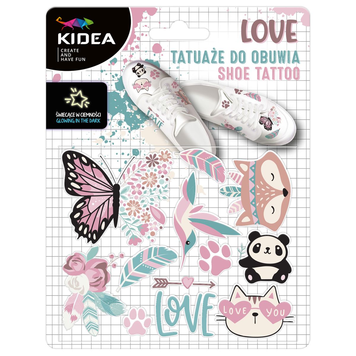 Tatuaż Kidea Love TATUAŻE DO OBUWIA ŚWIECĄCE W CIEMNOŚCI (TZOLKA)