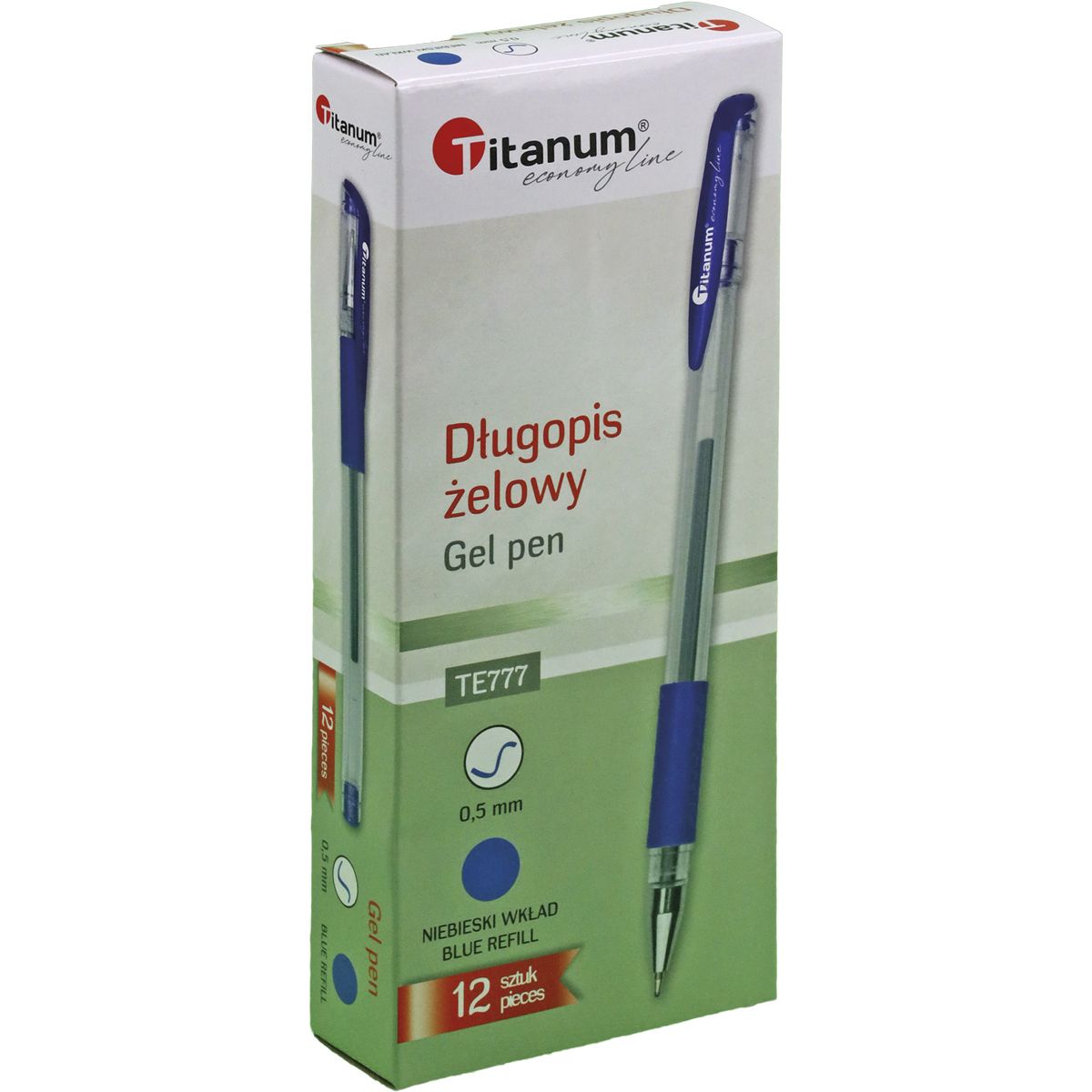 Długopis żelowy niebieski 0,5mm Titanum (GPGBLUE ECONOMY)