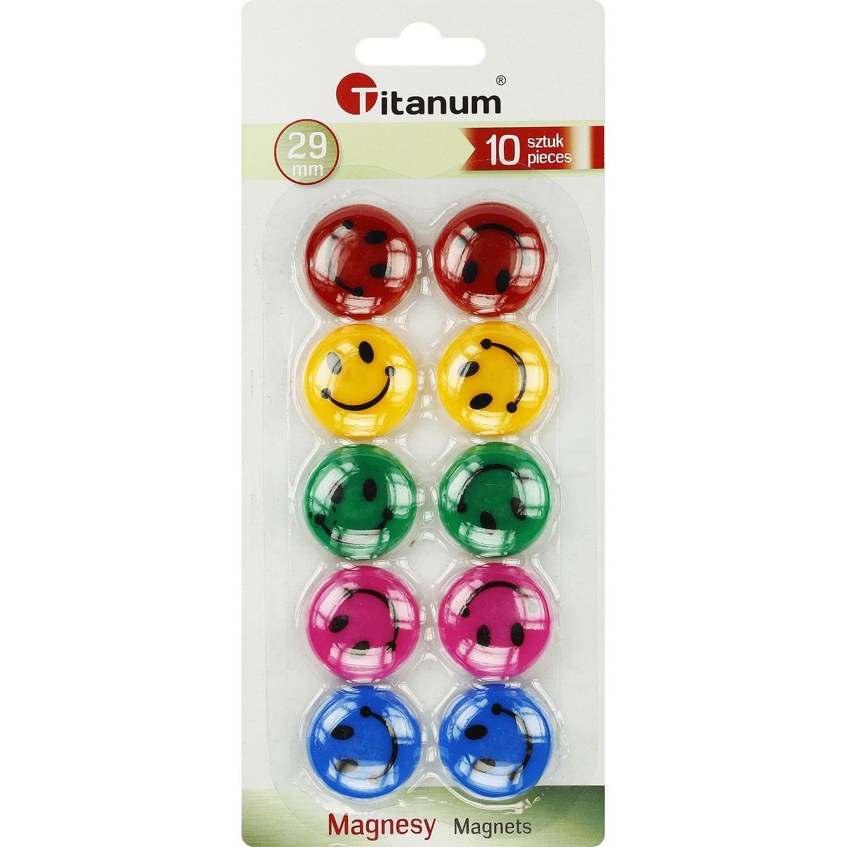 Magnes smiley okrągły mix śr. 29mm Titanum (T-025051) 10 sztuk