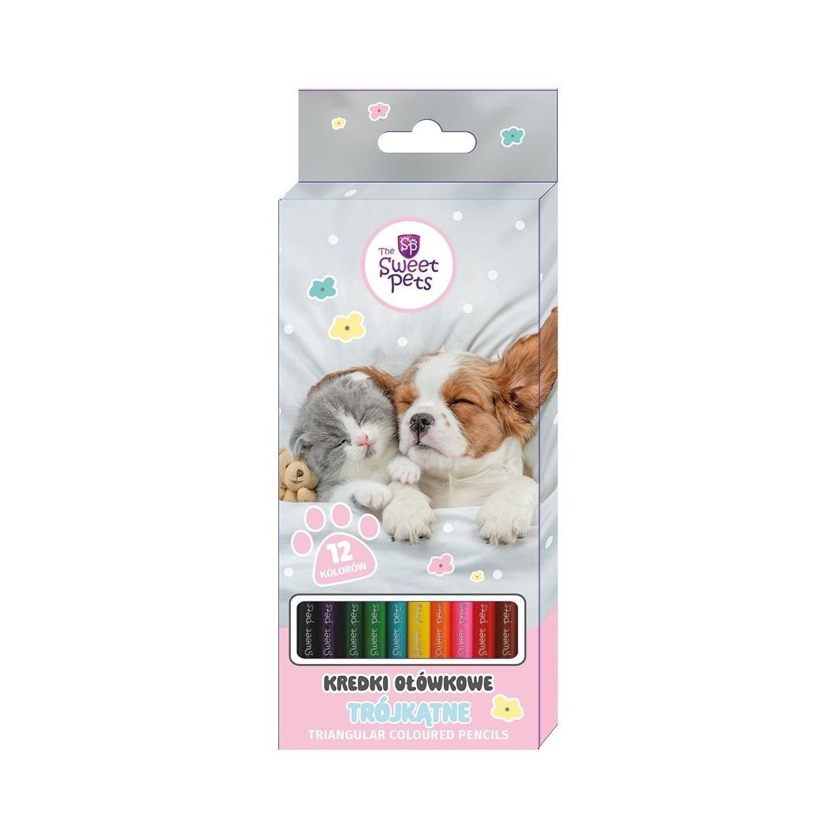 Kredki ołówkowe Beniamin The Sweet Pets trójkątne 12 kol.