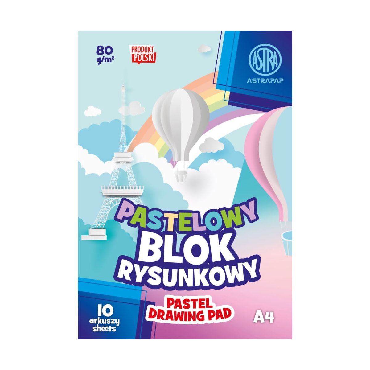 Blok rysunkowy Astrapap kolorowy pastel A4 kolorowy 80g 10k (106022001)