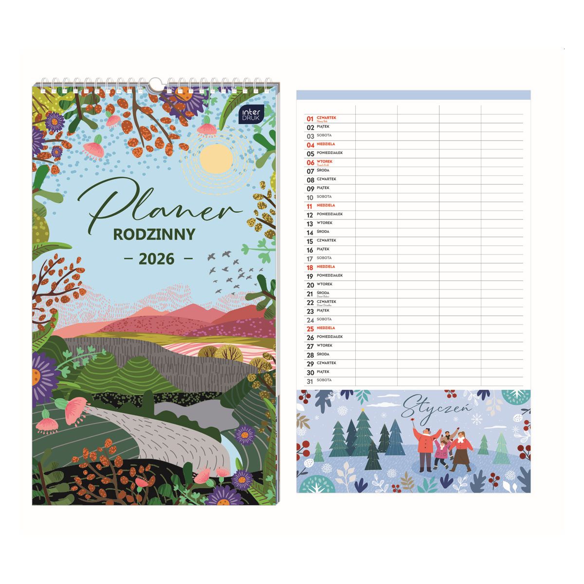 Kalendarz ścienny PLANER RODZINNY 250mm x 430mm Interdruk (RAZEM)