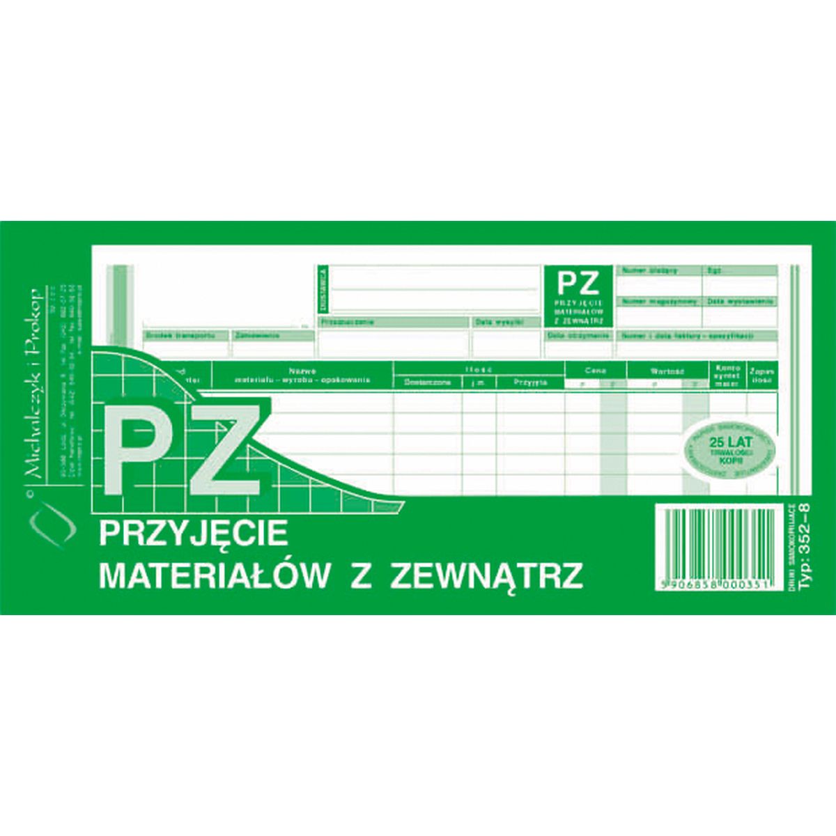 Druk offsetowy Przyjęcie materiału z zewnątrz 1/3 A4 (wielokopia) 1/3 A4 80k. Michalczyk i Prokop (352-8)