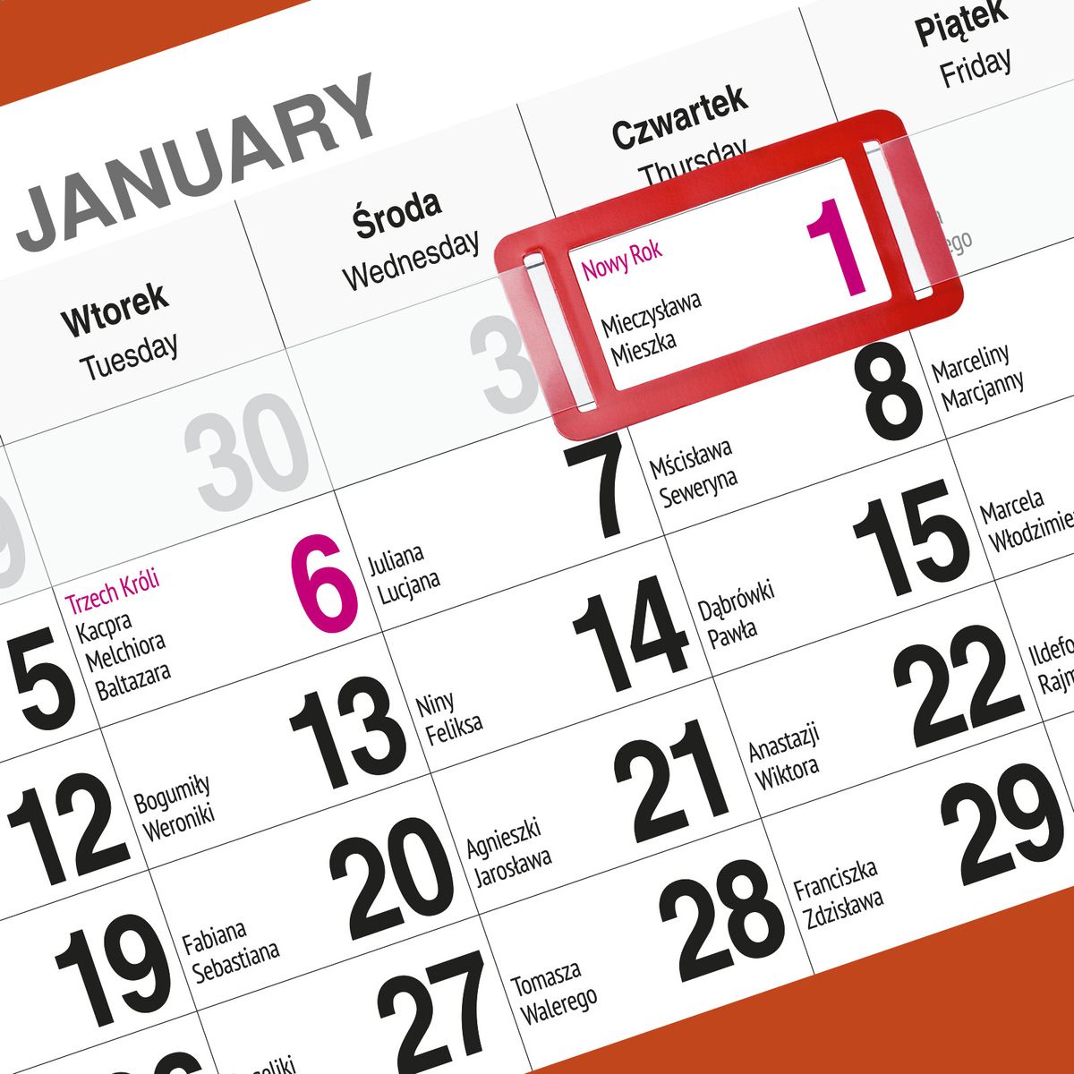 Kalendarz ścienny KOT 310mm x 790mm Press