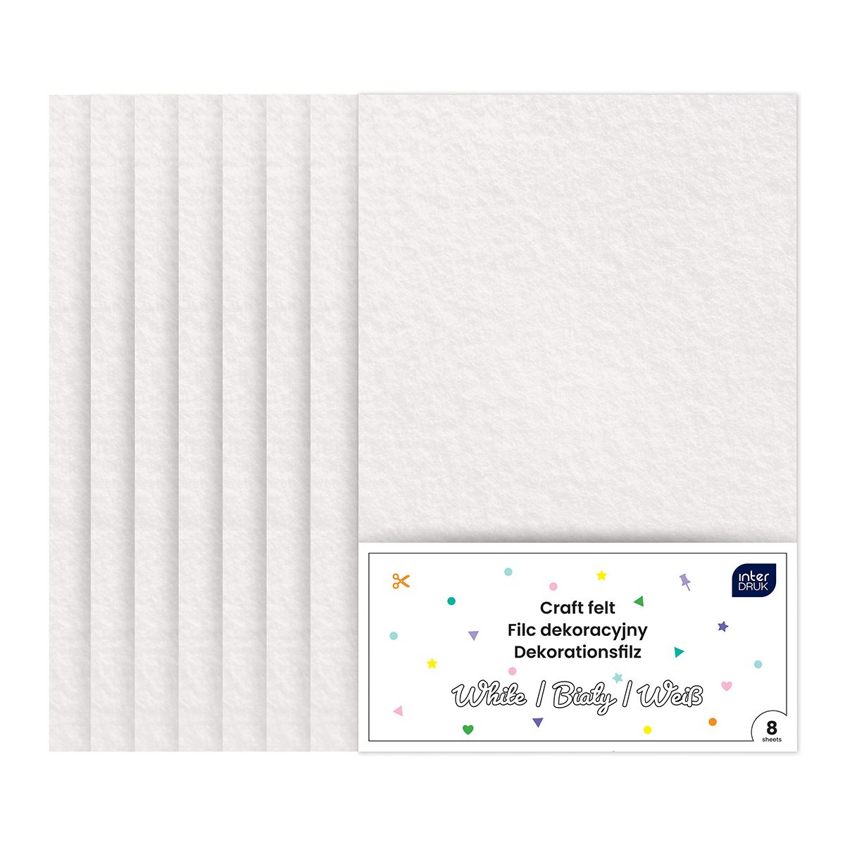 Filc kolor: biały 8 ark. [mm:] 210x297 Interdruk (IFILDEKBIA)