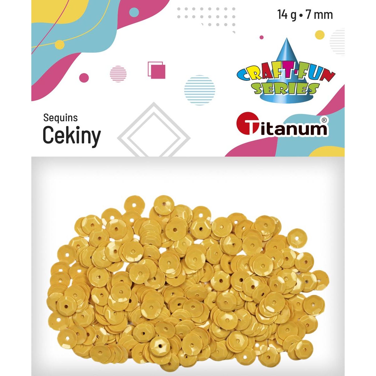 Cekiny Titanum Craft-Fun Series okrągłe 7mm żółty ciemny 14g