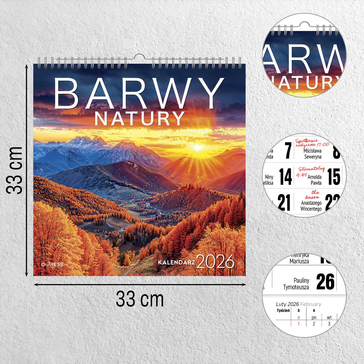 Kalendarz ścienny (401000) k:2915-377 BARWY NATURY 33x33 330mm x 330mm Press