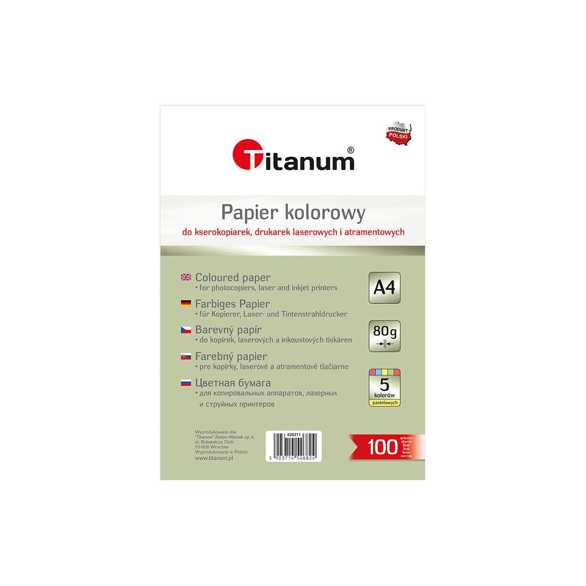 Papier ksero pastelowy A4 mix 100k. 80g Flamingo