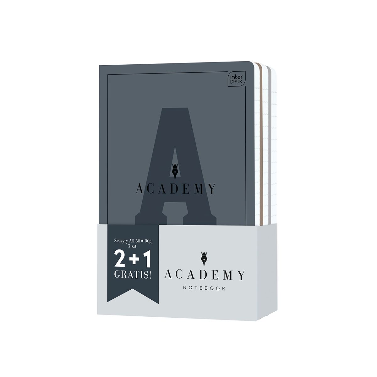 Zeszyt ACADEMY CARBON A5 60k. 70g linia Interdruk