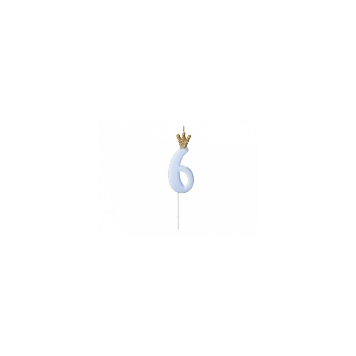 Świeczka urodzinowa Cyferka 6, jasny niebieski, 9.5cm Partydeco (SCU6-6-001J)