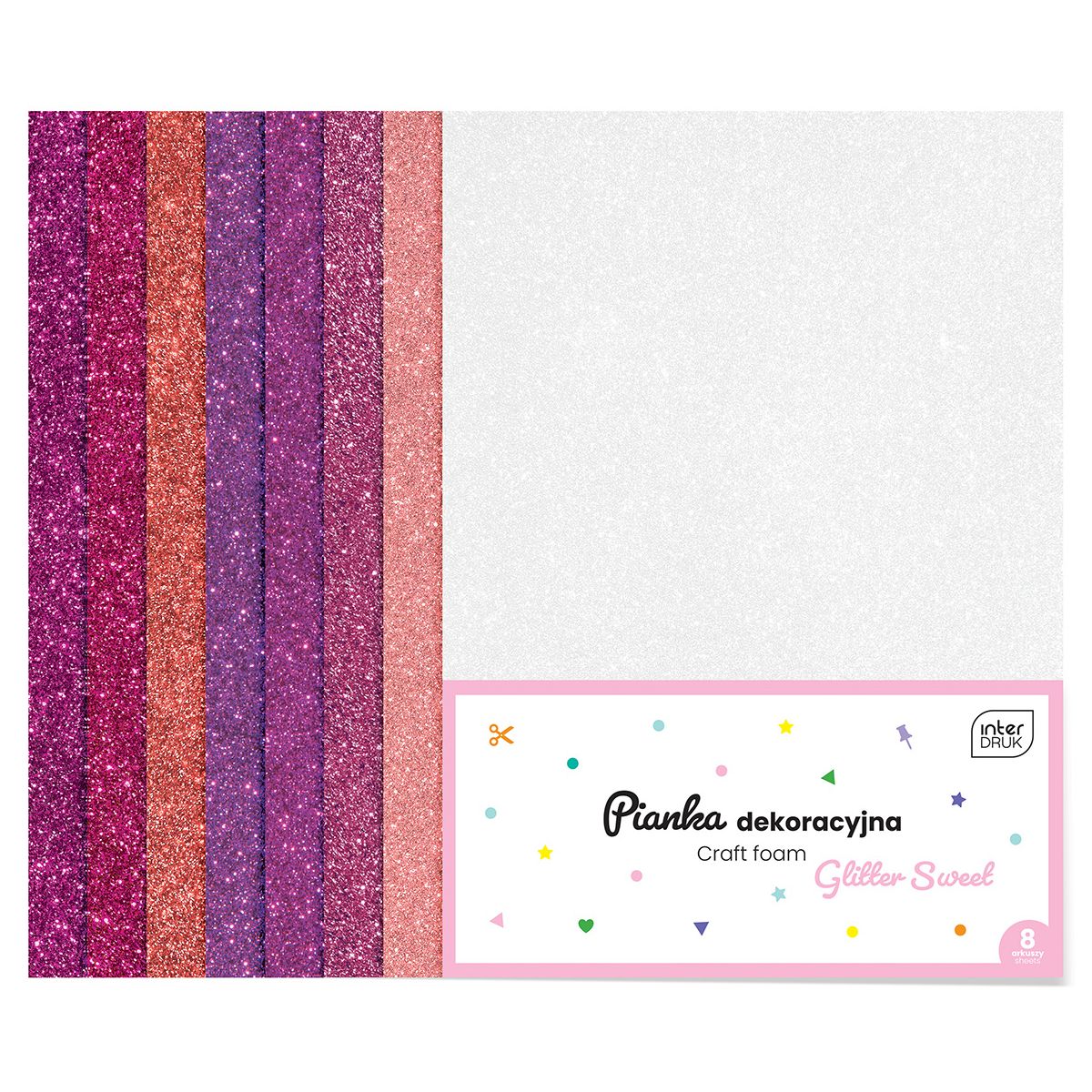 Arkusz piankowy pianka dekoracyjna NC-018 kolor: mix 8 ark. Interdruk (IPIANC018)