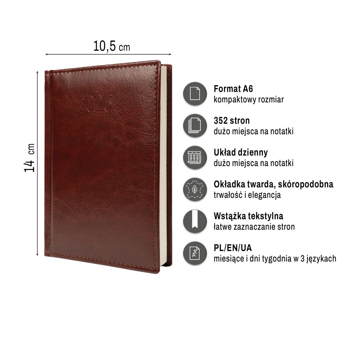 Kalendarz książkowy (terminarz) FIGARO A6 Press (DZIENNY)