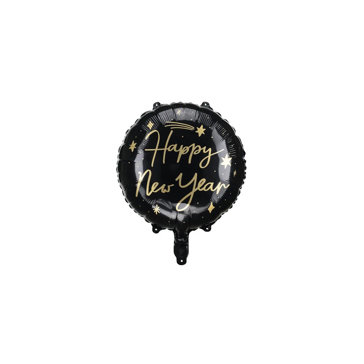 Balon foliowy Partydeco Happy New Year, 45 cm, czarny 18cal (FB162)