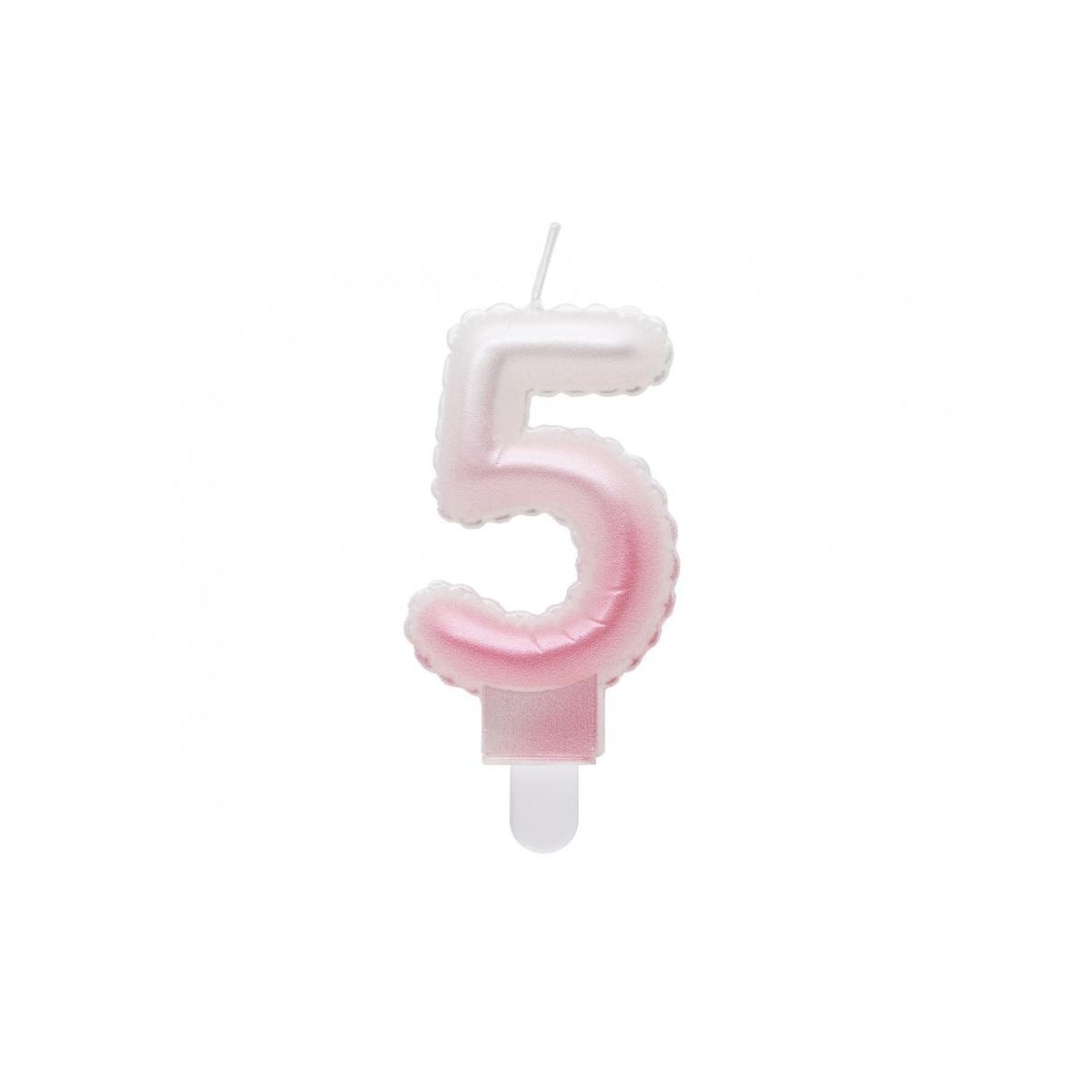 Świeczka urodzinowa cyferka 5, ombre, perłowa biało-różowa, 7 cm Godan (SF-PBR5)