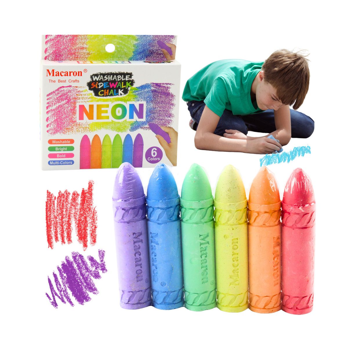 Kreda chodnikowa neon mix Best Way (21522) 6 sztuk