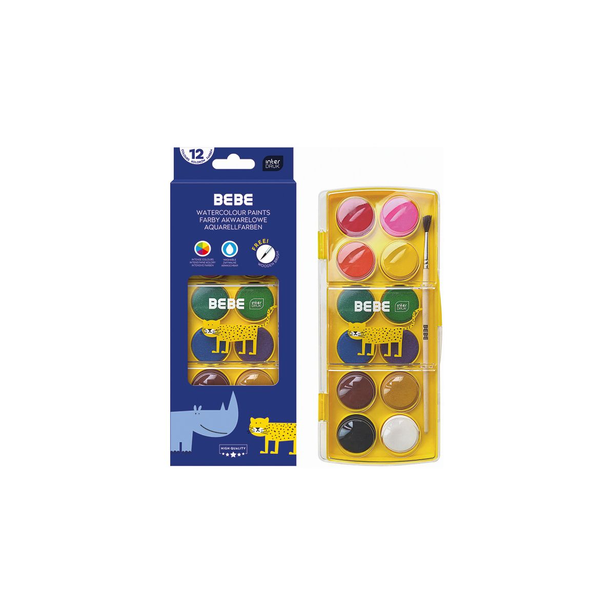 Farby akwarelowe BB KIDS 12 kolor. Bebe
